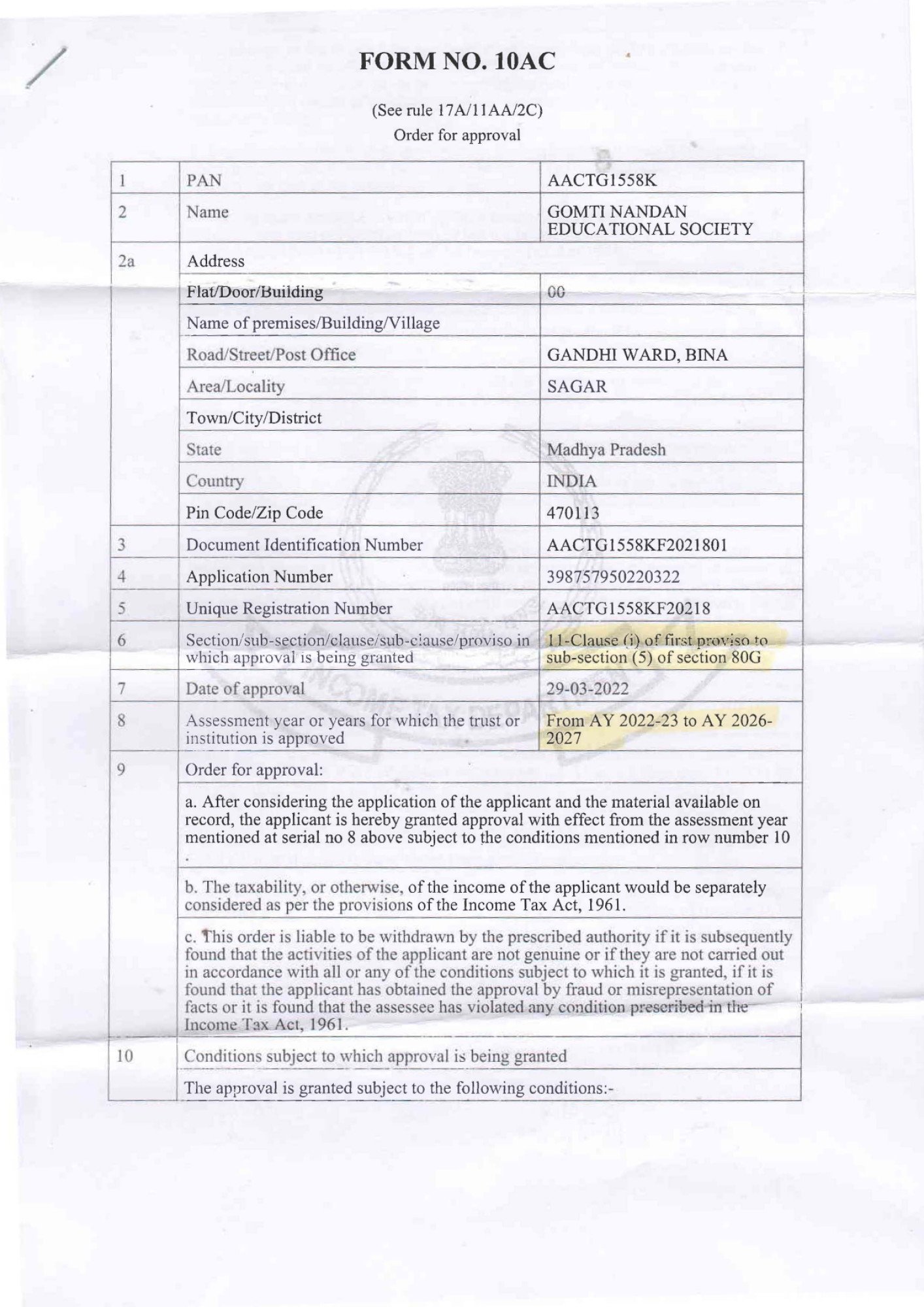 80G , Income Tax Reg.